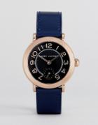 Marc Jacobs Navy Leather Riley Watch - Gold
