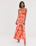Y.a.s Floral Fishtail Maxi Dress-multi