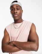 Soul Star Sleeveless T-shirt Tank Top In Dusty Pink