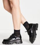 Glamorous Wide Fit Chunky Lace Up Shoes In Black
