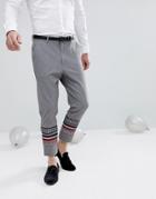 Asos Tapered Smart Pants In Ice Gray With Taping - Gray