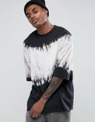 Asos Oversized Half Sleeve T-shirt In Drippy Bleach Wash - Beige
