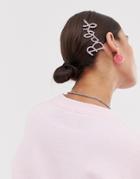 Asos Design Hair Clip In Crystal Baby Slogan In Silver Tone - Silver