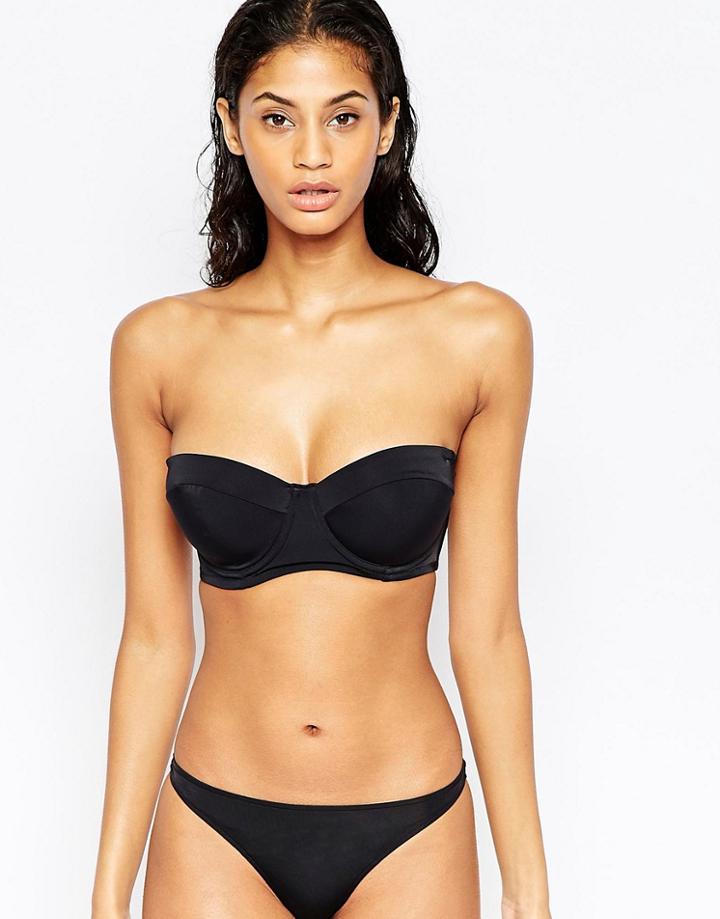 Asos Fuller Bust Mix And Match Longline Bandeau Bikini Top Dd-g - Blac