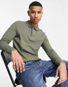 Farah Long Sleeve Polo In Green
