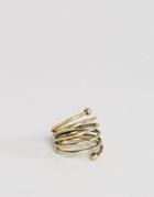 Asos Coil Pinky Ring In Burnished Gold - Gold