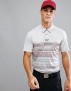 Oakley Golf High Crest Polo Varied Stripe Regular Fit In Gray/red - Gray