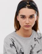 Asos Design Headband With Bamboo Ring Detail In Black
