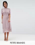 Elise Ryan Petite Midi Skater Dress With Crochet Trim - Pink