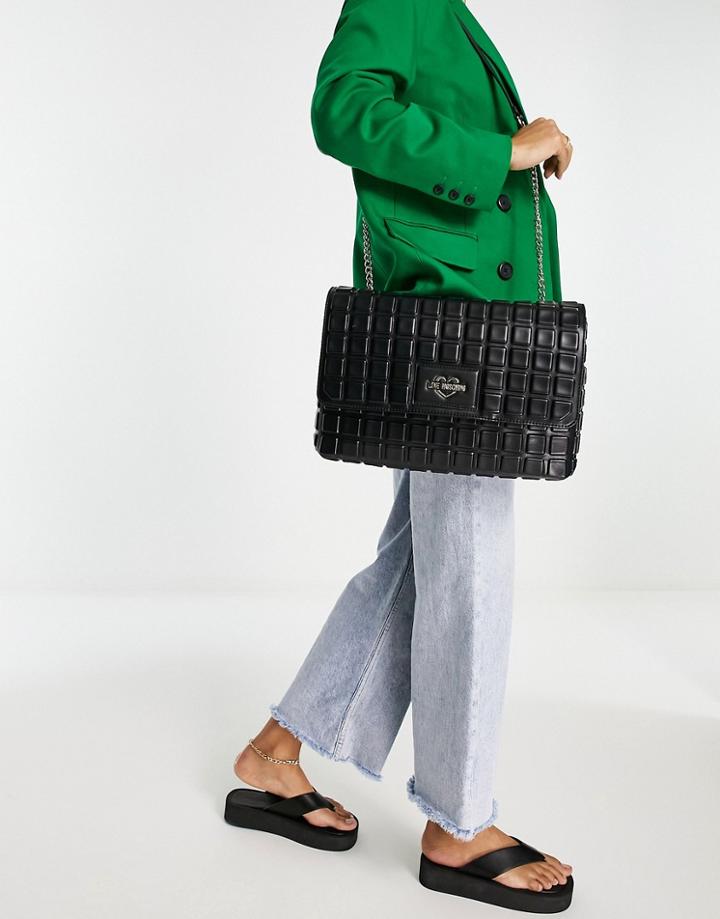 Love Moschino Embossed Shoulder Bag In Black
