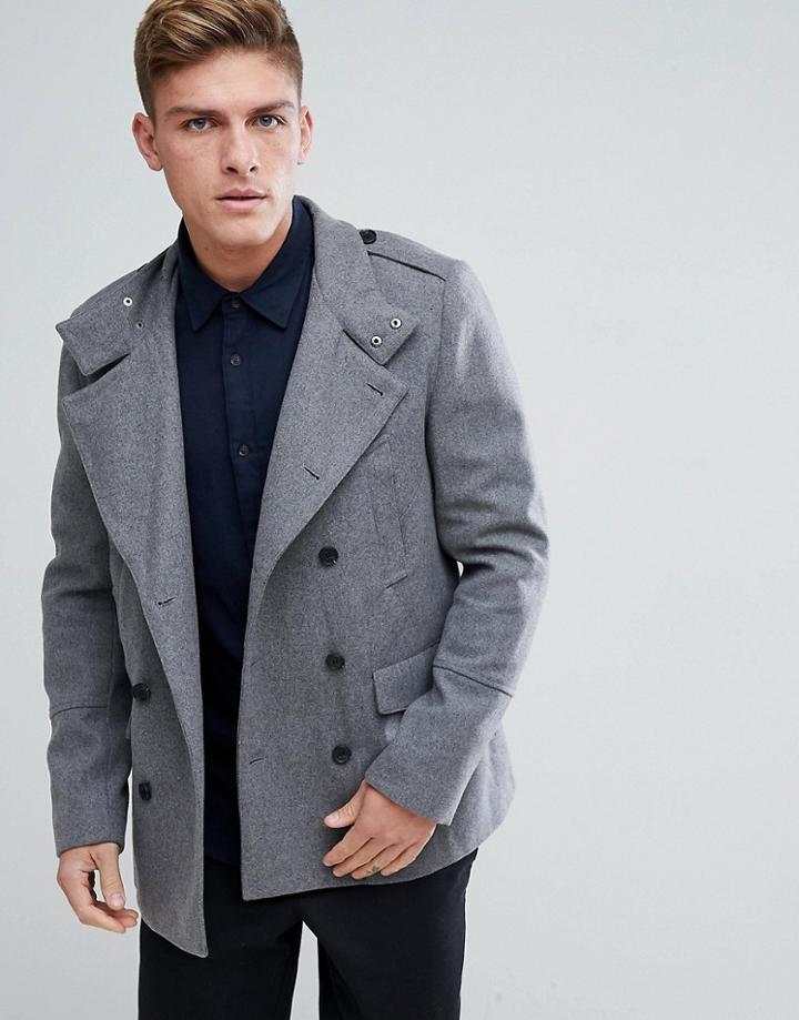 New Look Wool Military Coat In Gray - Gray