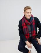 Esprit Scarf With Red Check - Red