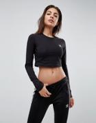 Adidas Originals Long Sleeve Cropped Top In Black - Black