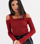 Asos Design Tall Structured Bardot Cold Shoulder Sweater