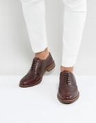 Dune Pebble Brogues In Wine Leather - Red
