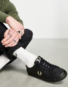 Fred Perry B721 Leather Tab Sneakers In Black