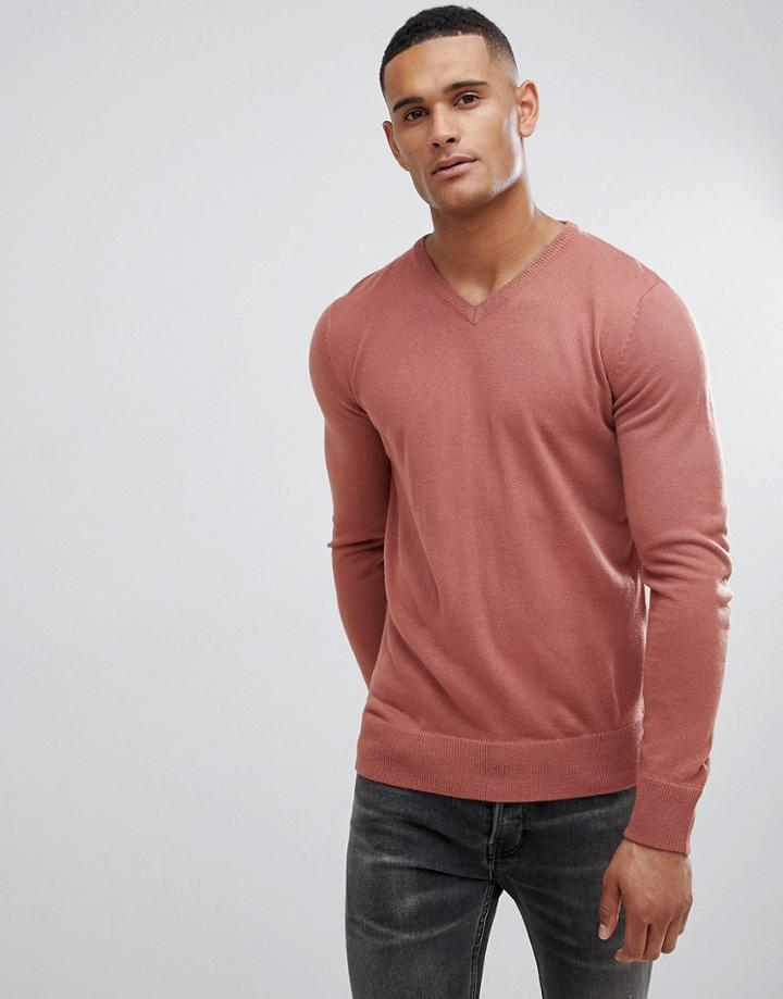 Brave Soul V Neck Sweater - Pink