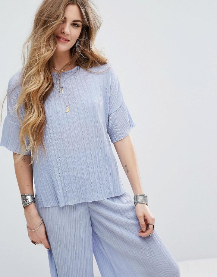 Nobody's Child Oversized Plisse T-shirt Co-ord - Purple