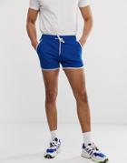 Asos Design Runner Shorts In Poly Tricot In Blue - Blue