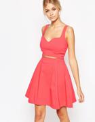 Hedonia Maria Skater Dress With Cut Out Detail In Denim - Coral