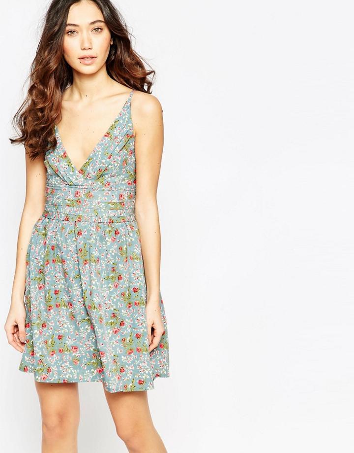 Iska Cami Dress In Mini Rose Print - Pastel