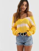 Skylar Rose Tie Dye Knitted Sweater With Distressed Detail - Yellow