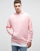 Asos Oversized Hoodie In Pink With T-shirt Hem - Pink