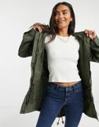 Brave Soul Belgium Parka In Khaki-green