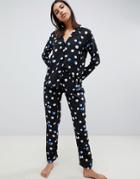 Asos Design Mix & Match Brush Stroke Traditional Pants In 100% Woven Modal - Multi
