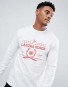 Boohooman Long Sleeve T-shirt With Laguna Print In White - White