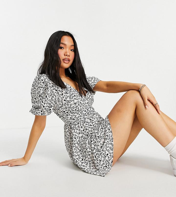 Miss Selfridge Petite Dress In Cream & Black Floral-pink