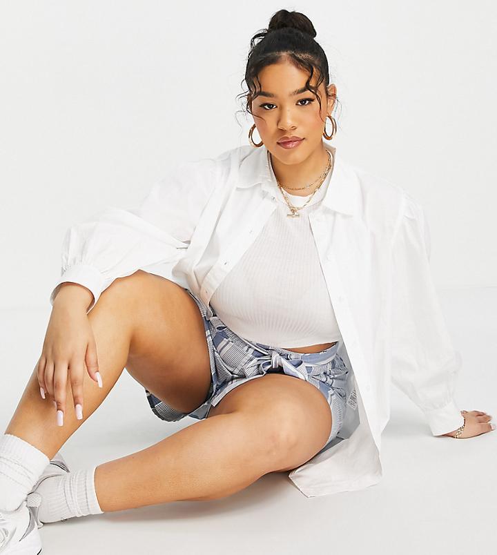 New Look Curve Poplin Shirt In White-black
