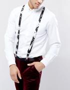Asos Suspenders In Black With Floral Print - Black
