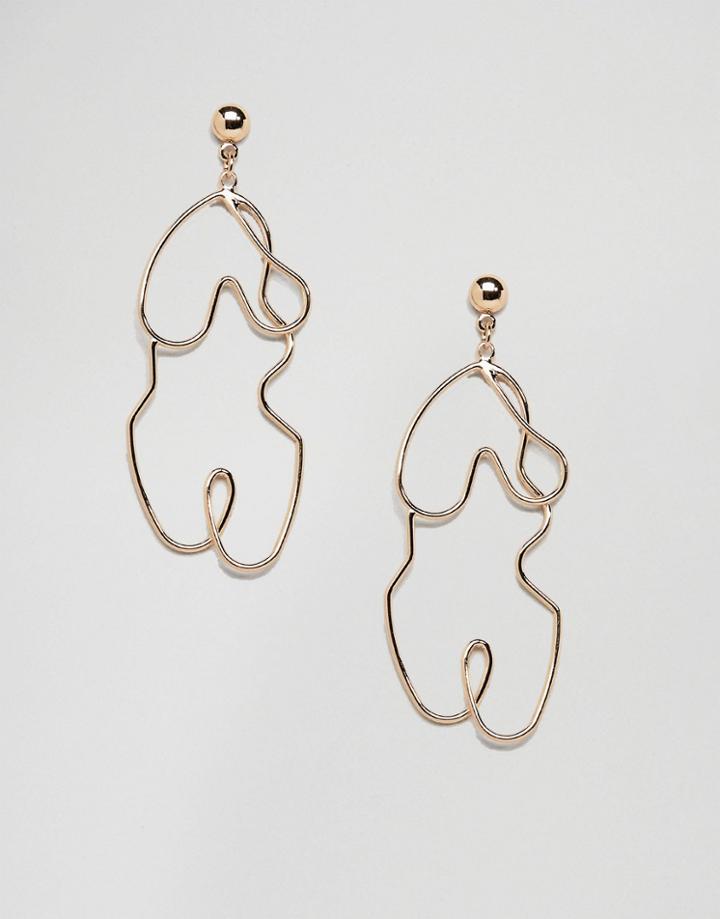 Monki Abstract Body Earrings In Gold - Gold