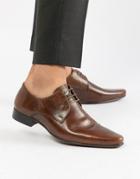 Asos Design Derby Shoes In Brown Leather - Brown