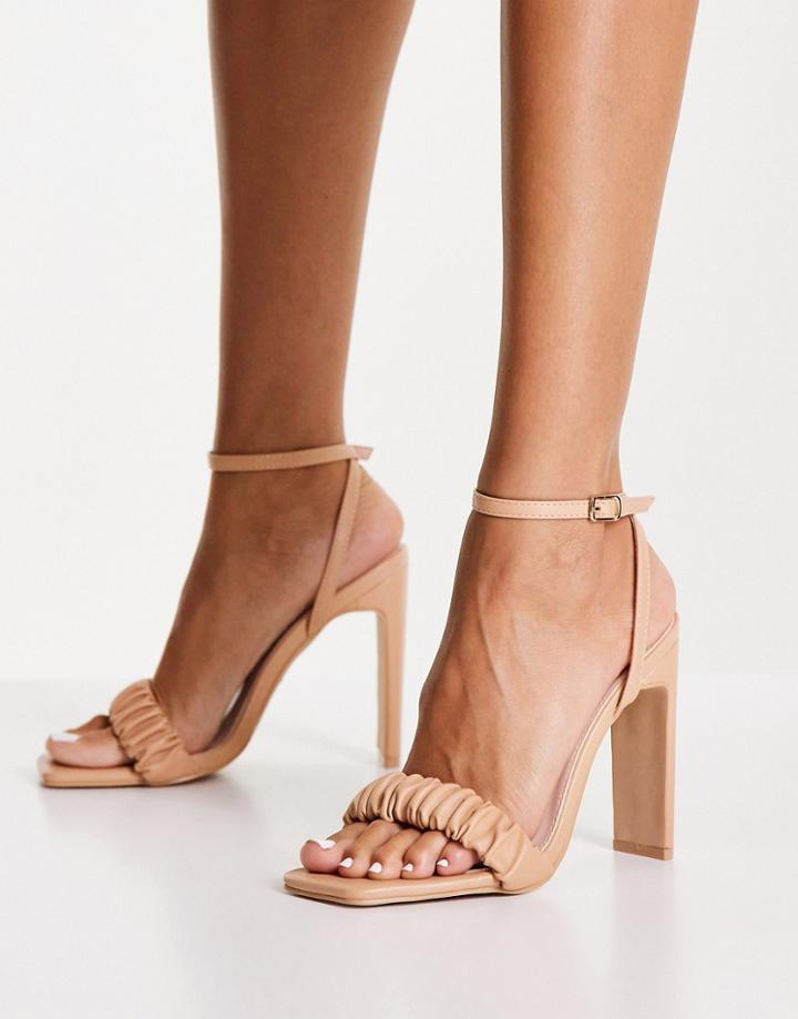 Raid Waverly Ruched Heeled Sandal In Beige-neutral