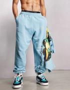 Asos Dark Future Relaxed Sweatpants With Dice Graphic Print And Logo In Aqua Blue - Part Of A Set