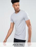 Asos Tall Muscle T-shirt With Crew Neck In Gray Marl - Gray