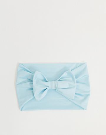 Kazbands Forget Me Not Headband With Bow Tie In Light Blue-blues