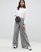 Asos Design Wide Leg Check Pants With Corset Waist-multi