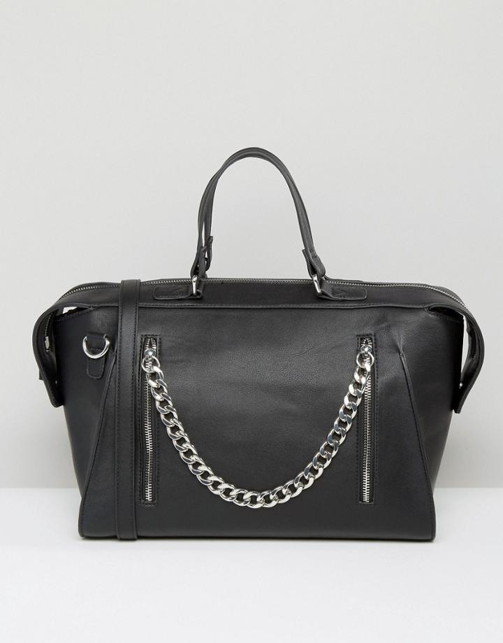 Asos Chain Detail Tote Bag - Black