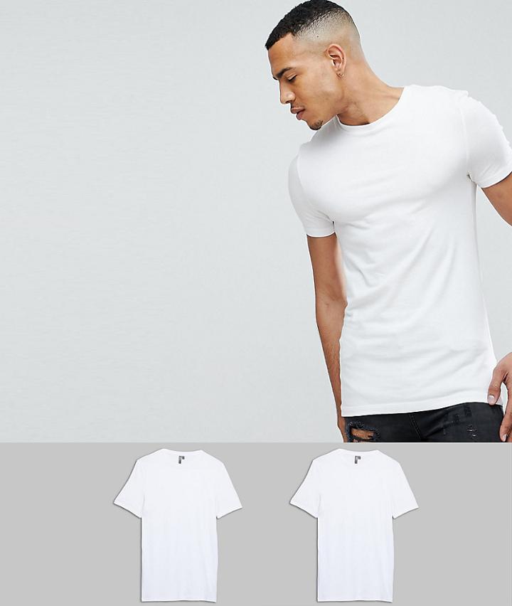 Asos Tall Muscle Fit T-shirt 2 Pack Save - White