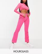 Asos Design Hourglass Low Rise Rigid Flare Jean In Pink Cord