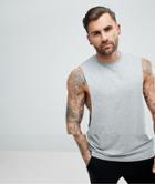 Asos Longline Tank With Extreme Dropped Armhole In Gray - Gray