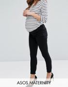 Asos Maternity Lisbon Mid Rise Ankle Grazer Jean In Clean Black - Black