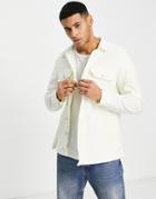 Topman Polar Fleece Overshirt In Off White-neutral