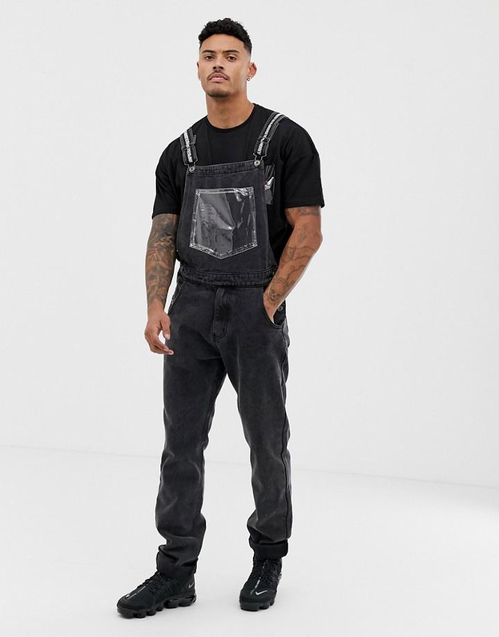 Liquor N Poker Overalls With Vinyl Pocket - Black