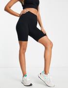Pull & Bear Seamless Ribbed Legging Short In Black