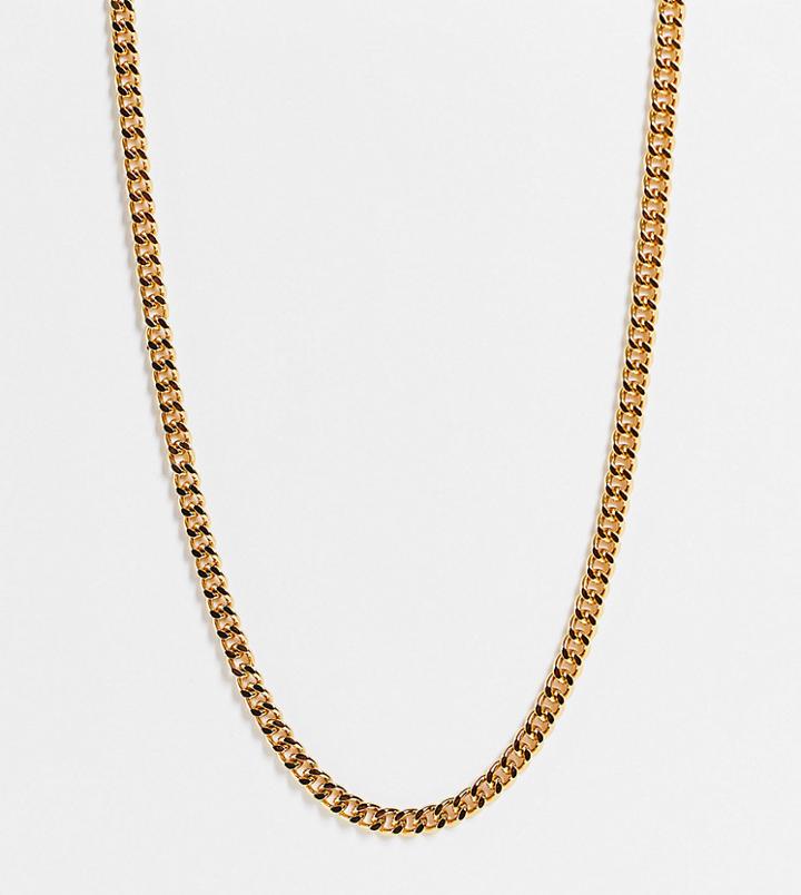 Asos Design Curve 14k Gold Plated Necklace With T Bar