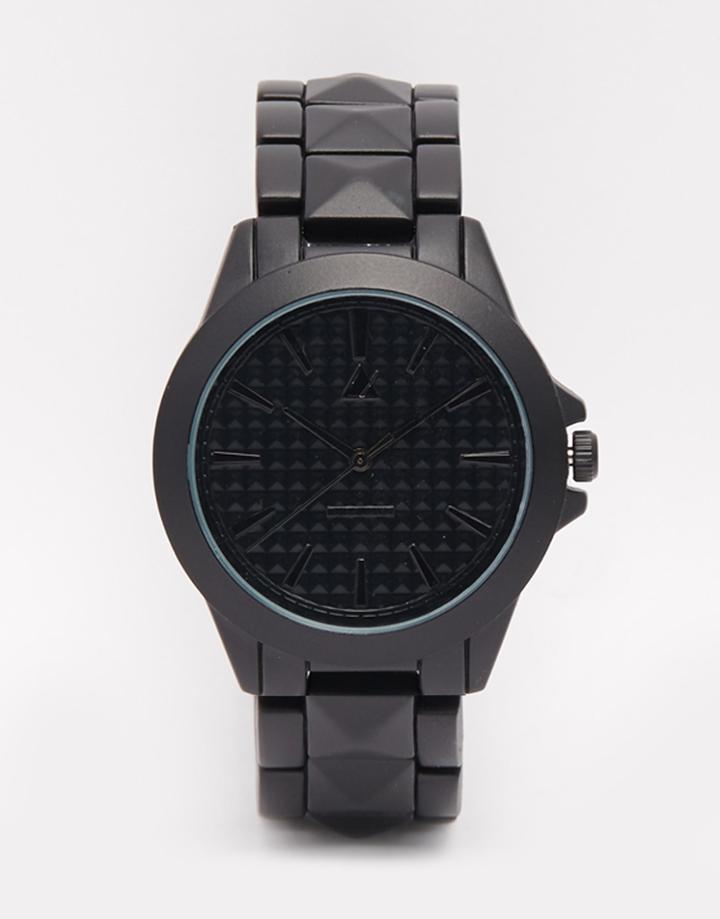 Asos Pyramid Studded Bracelet Watch In Black - Black